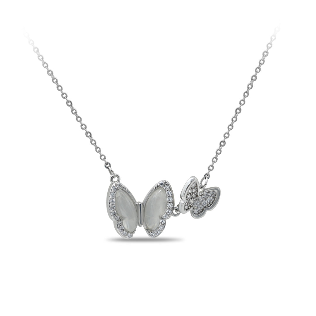 Diamond Butterfly Pendant | Silver Polish