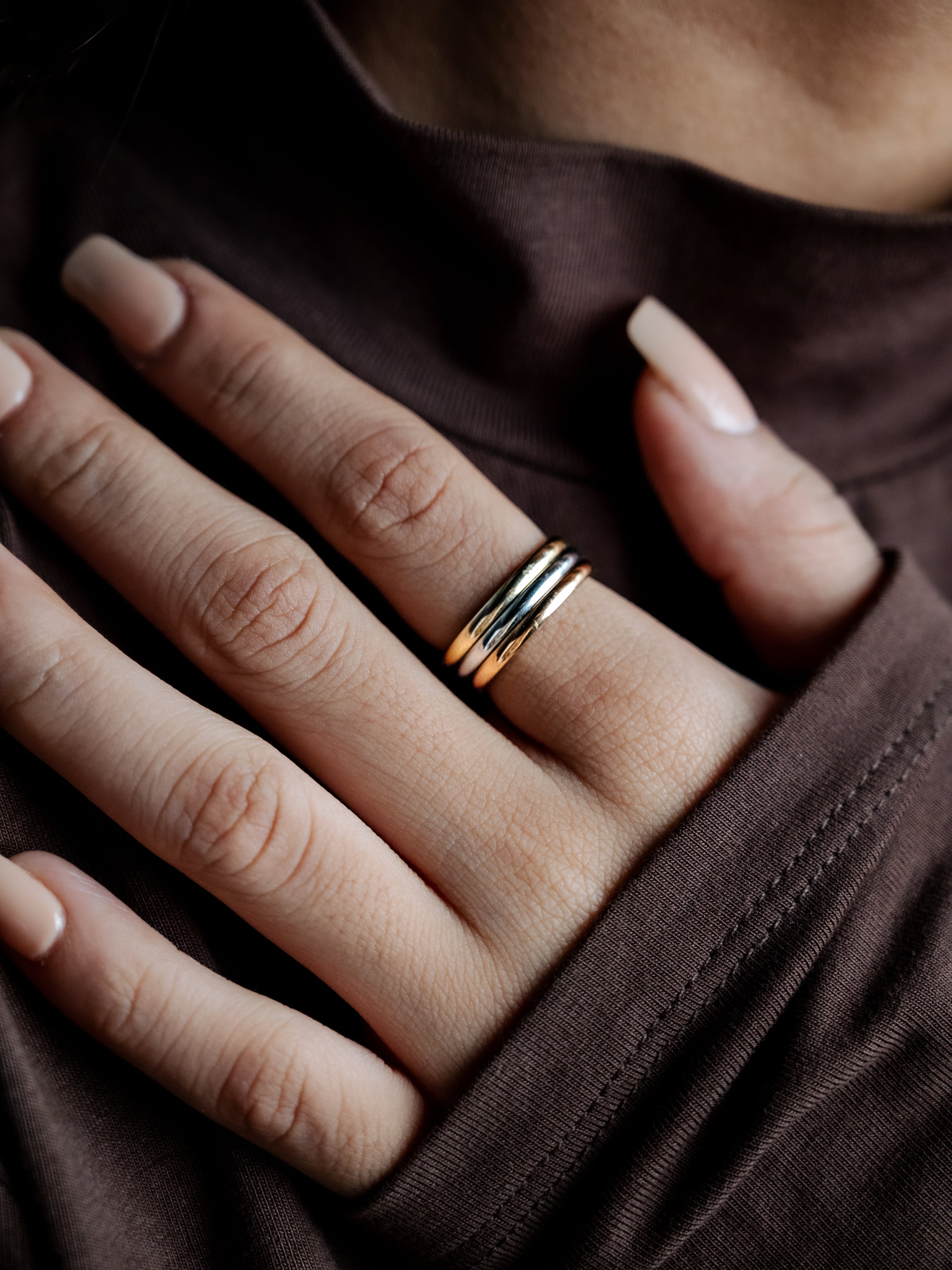 Simple Stack Tricolor Interlocking Ring