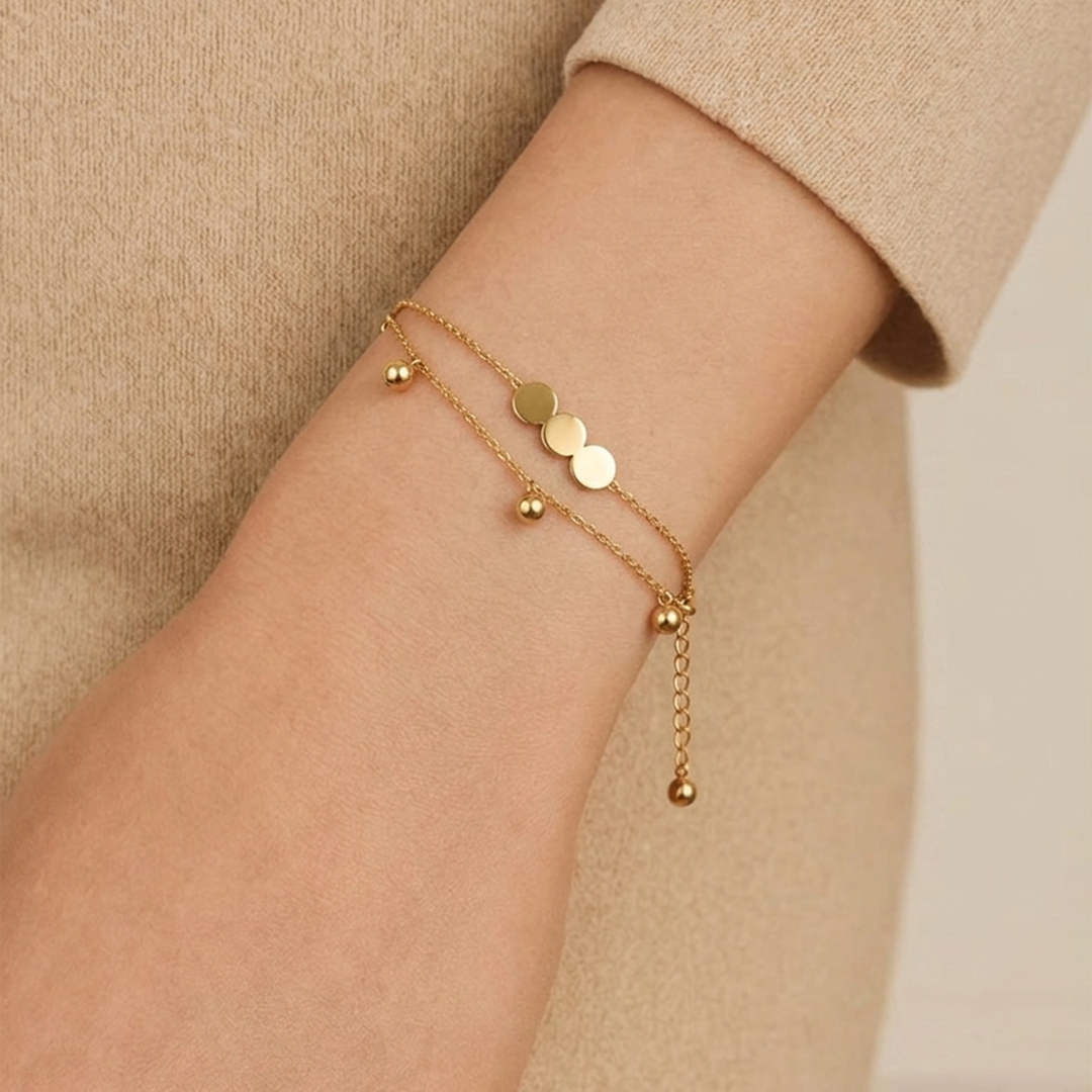 Beaded & Disc Layered Bracelet