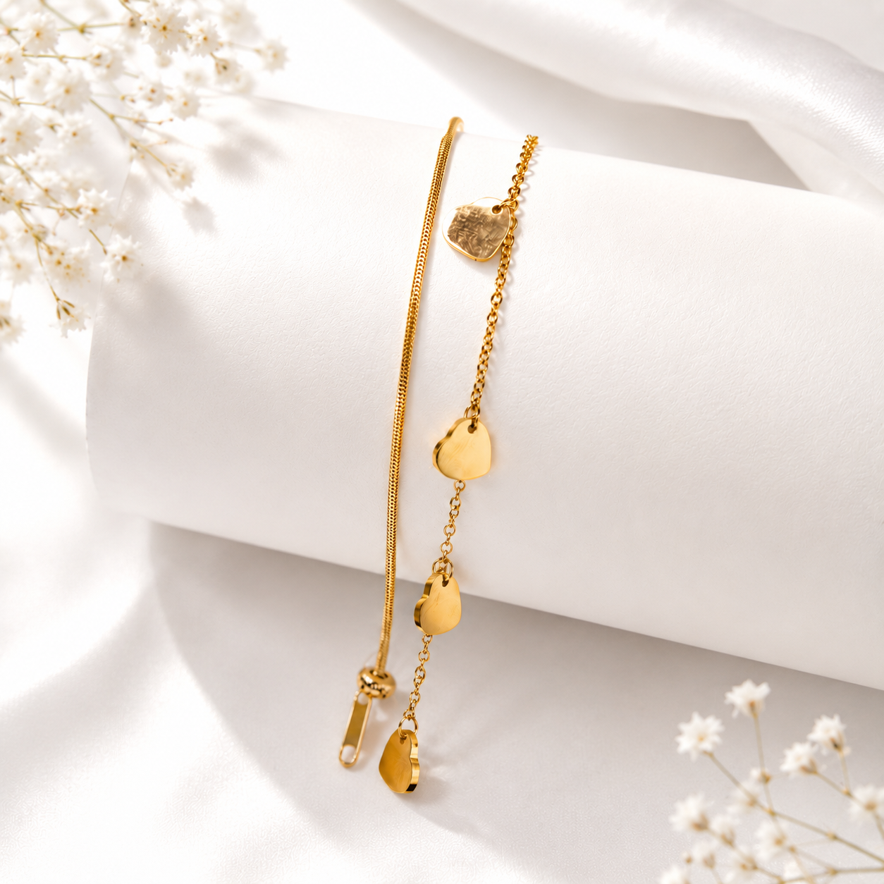 Heart Charm Layered Bracelet