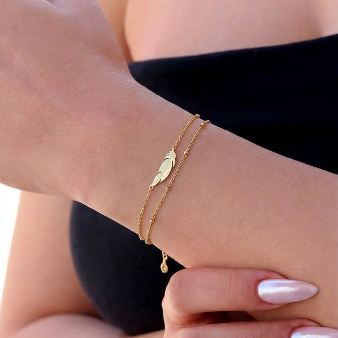 Feather Layered Bracelet