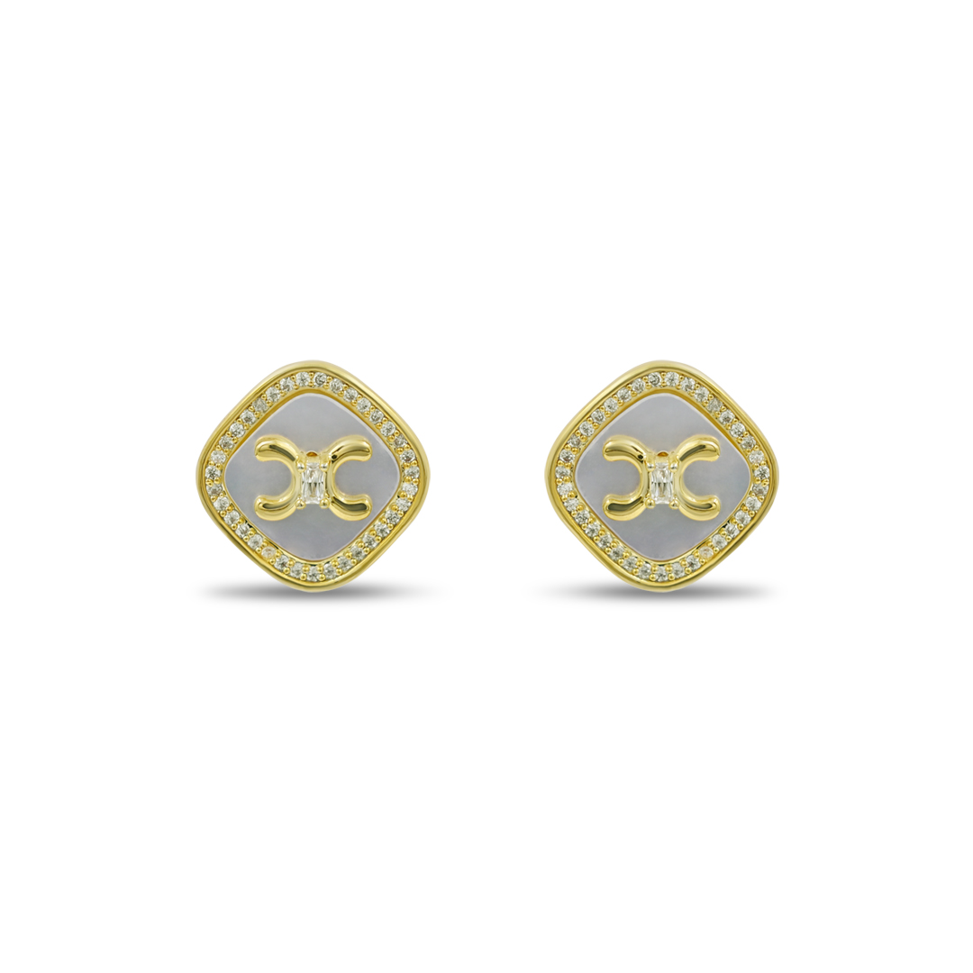 Luxe Shell Monogram Studs