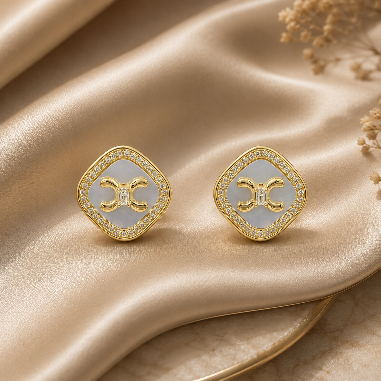 Luxe Shell Monogram Studs