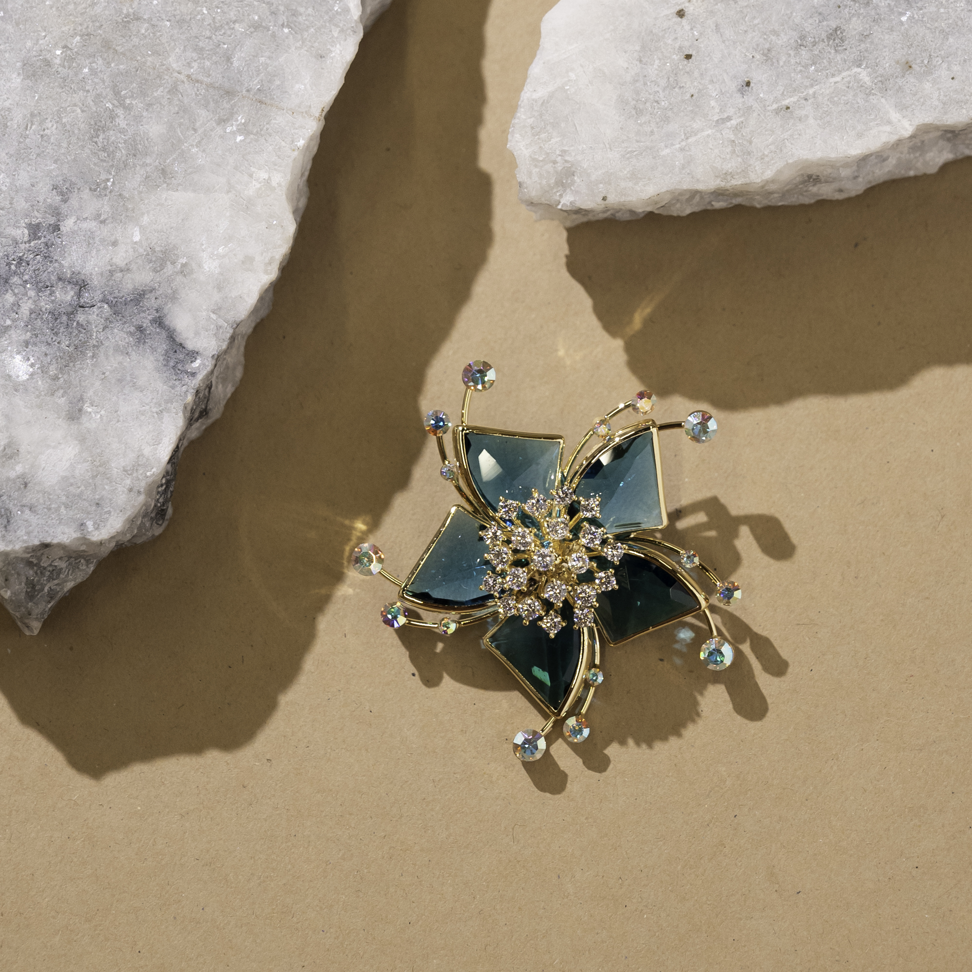Crystal Starburst Brooch
