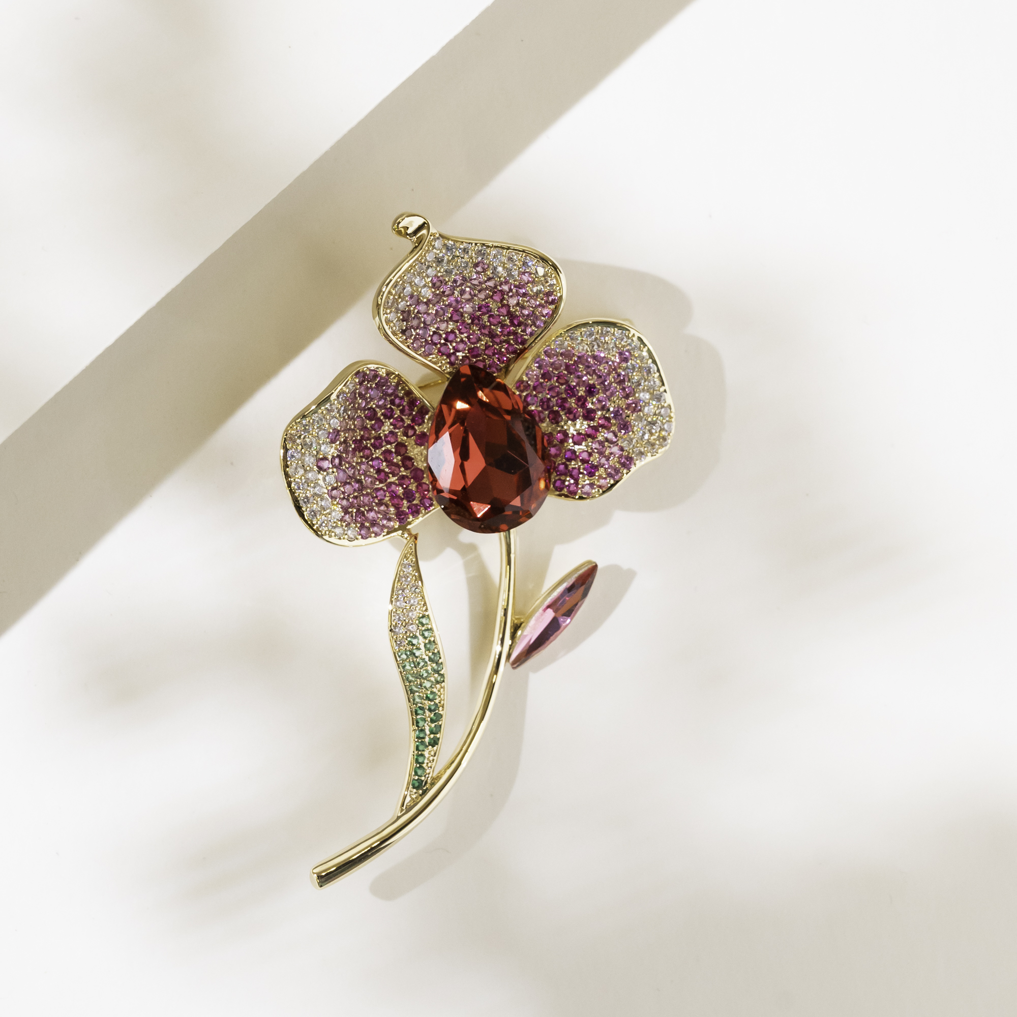 Orchid Crystal Brooch