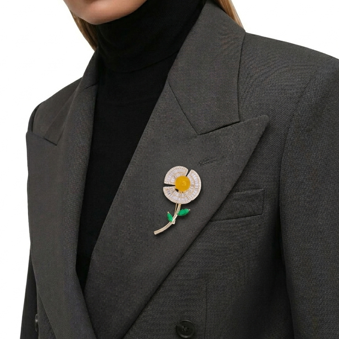 Golden Sun Floral Brooch