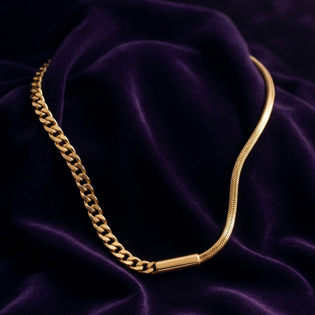 Dual-Style Snake and Curb Chain Necklace