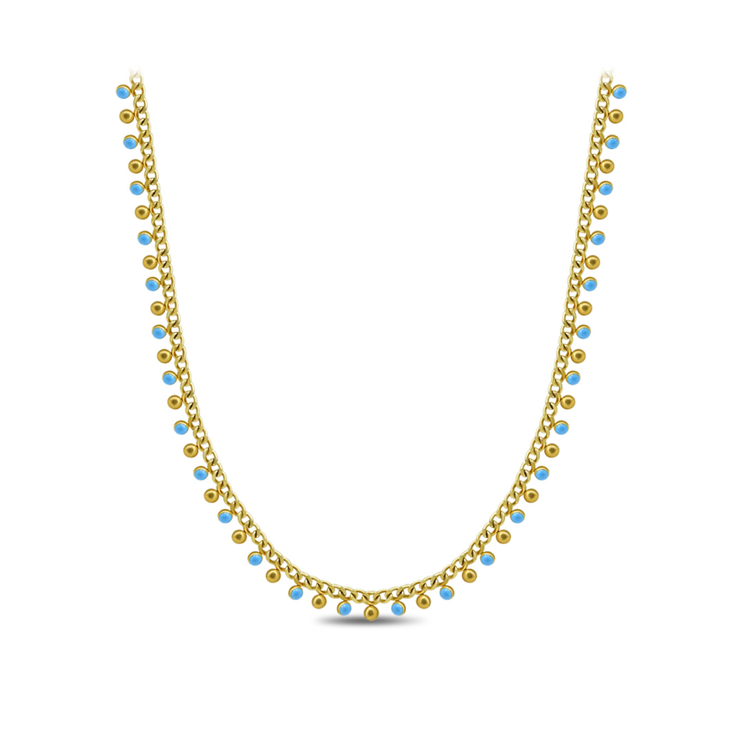 Turquoise Bead Fringe Link Necklace