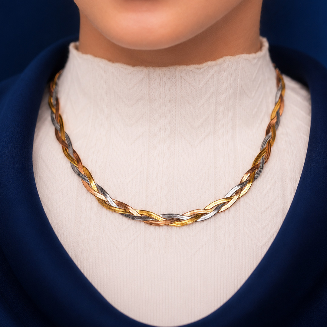 Tricolor Braided Necklace