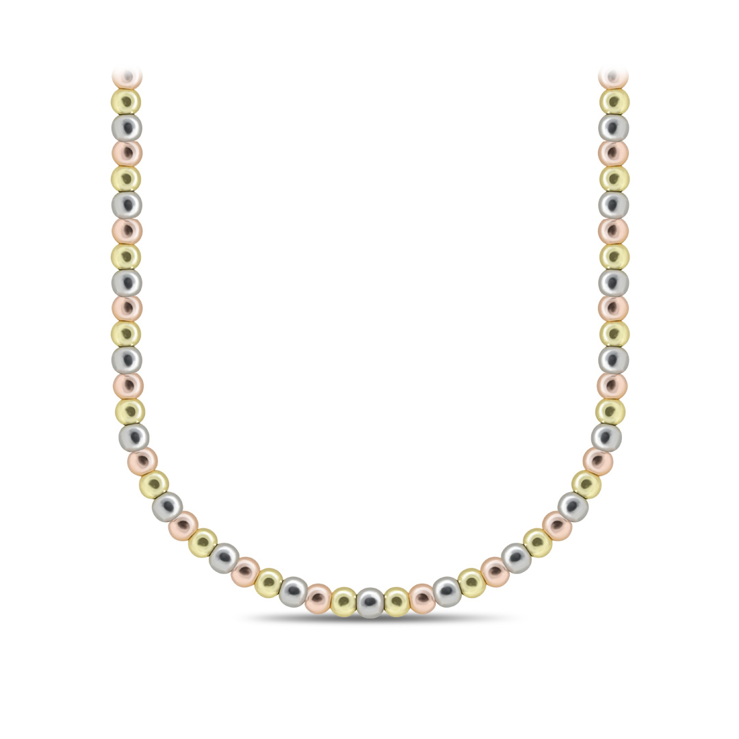 Tricolor High-Polish Ball Bead Necklace