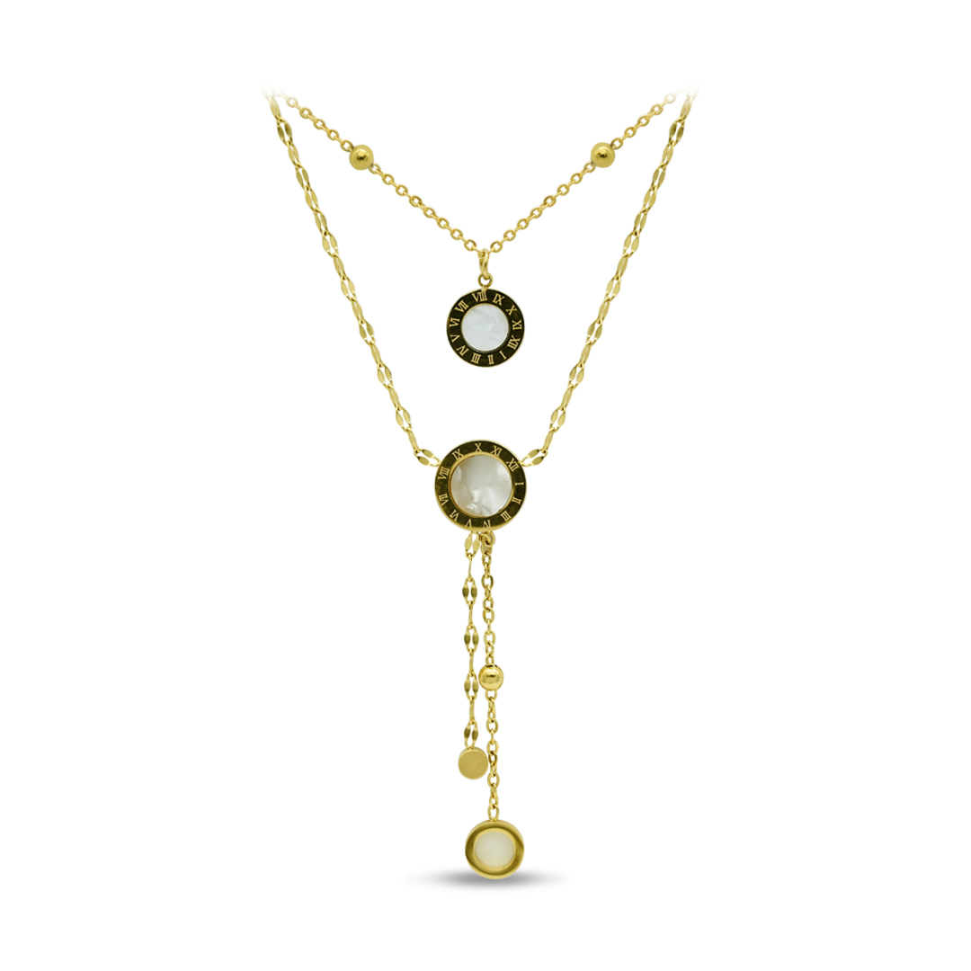 Roman Numeral Layered Lariat Necklace