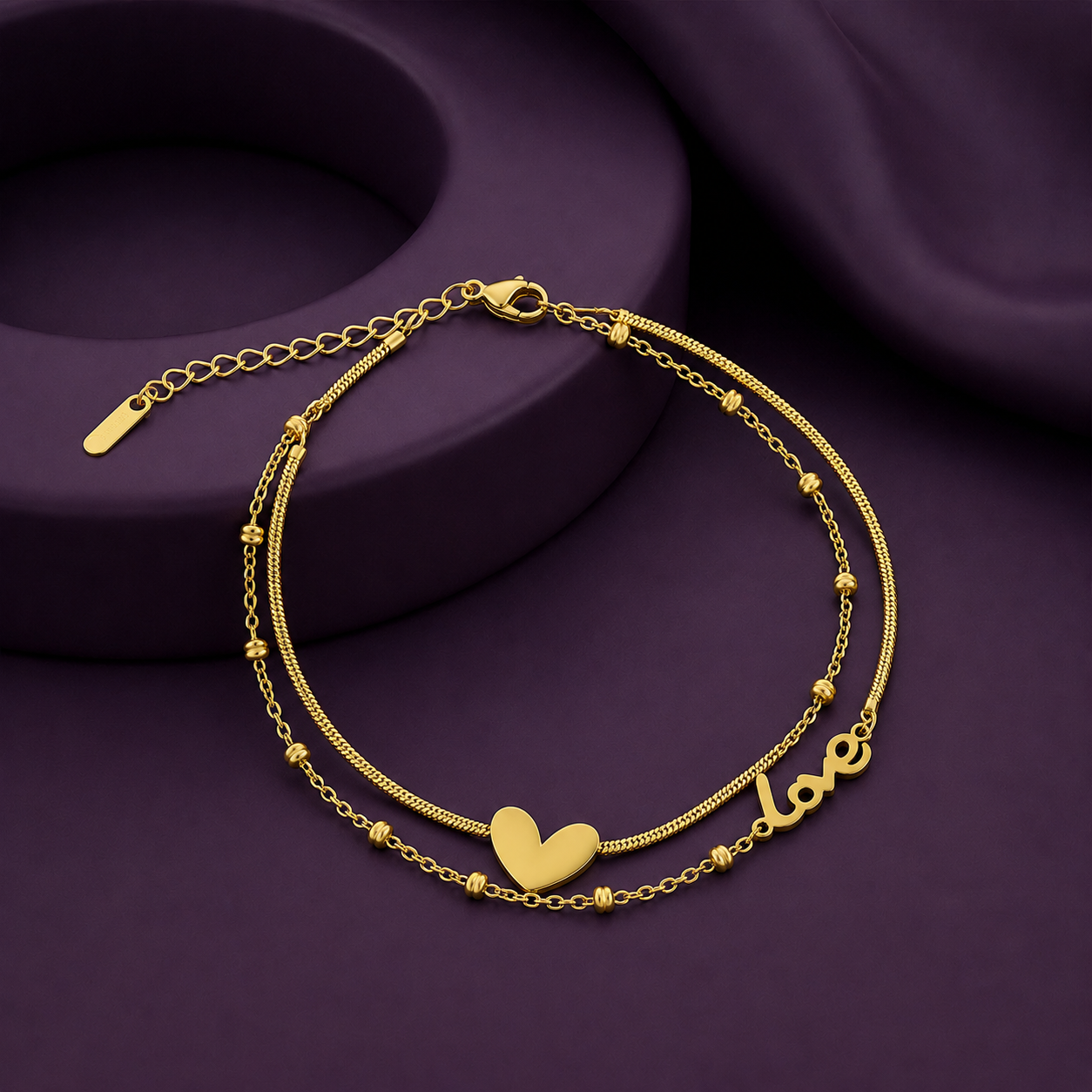 Love Heart Layered Anklet