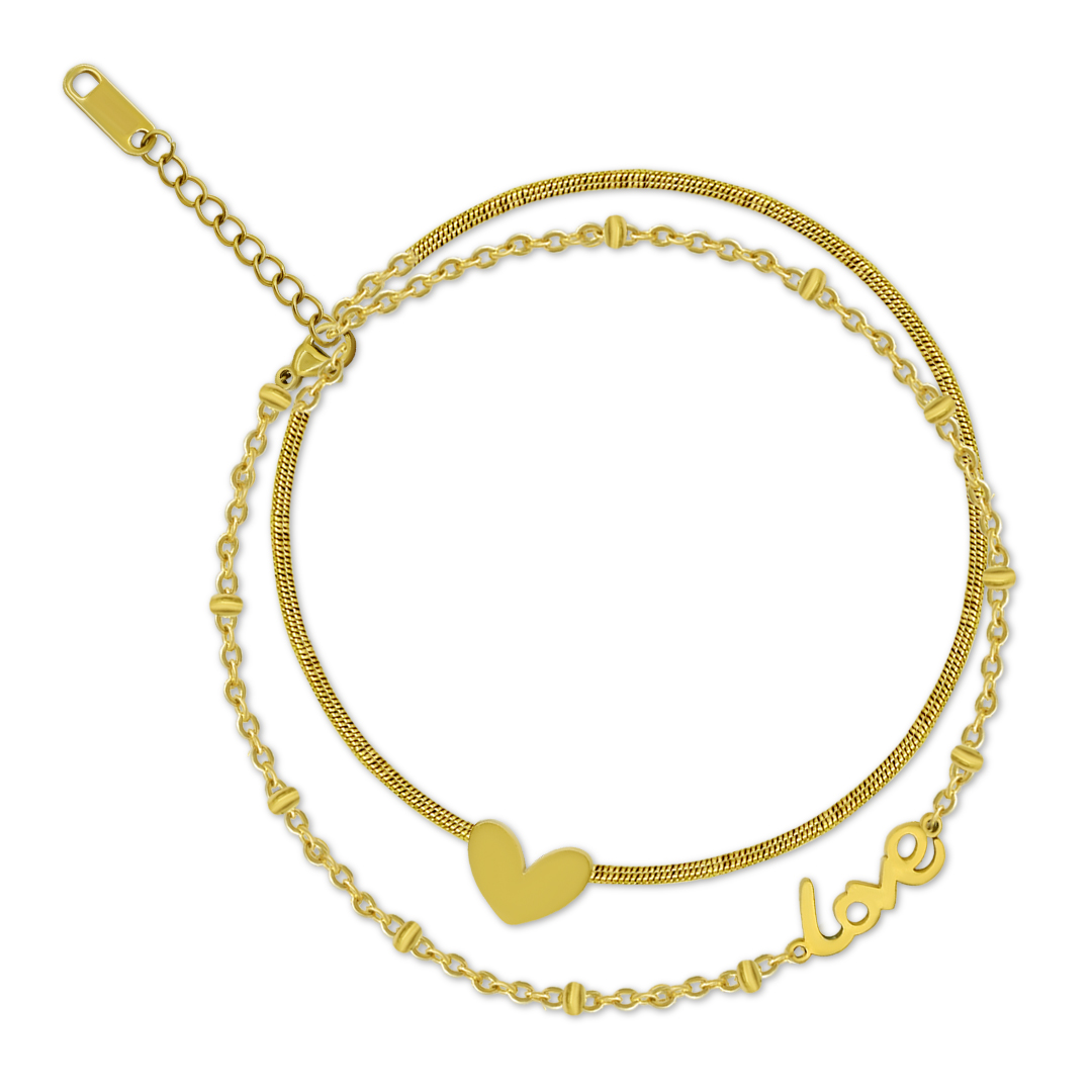 Love Heart Layered Anklet