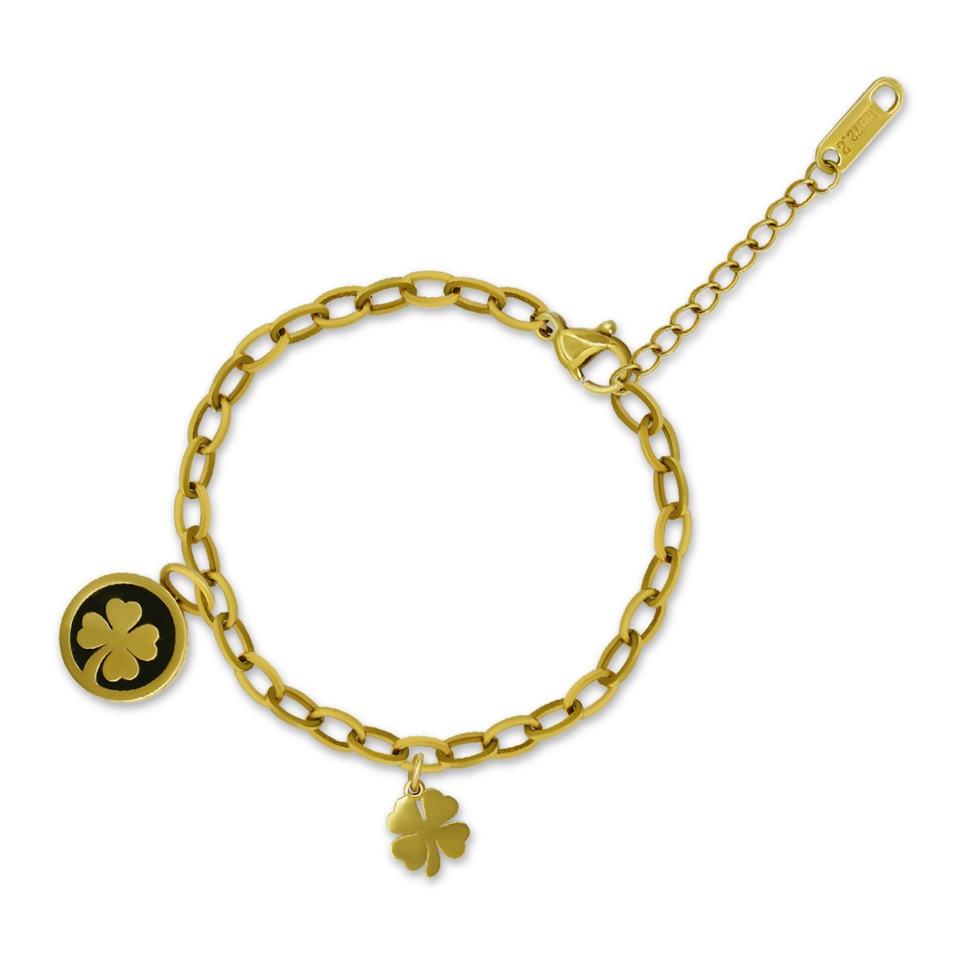 Clover Onyx Anklet