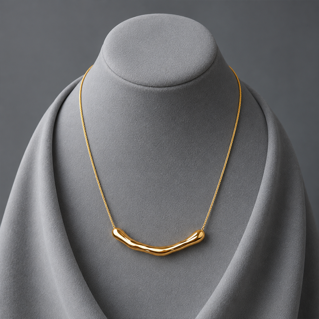 Curved Bar Snake Chain Necklace