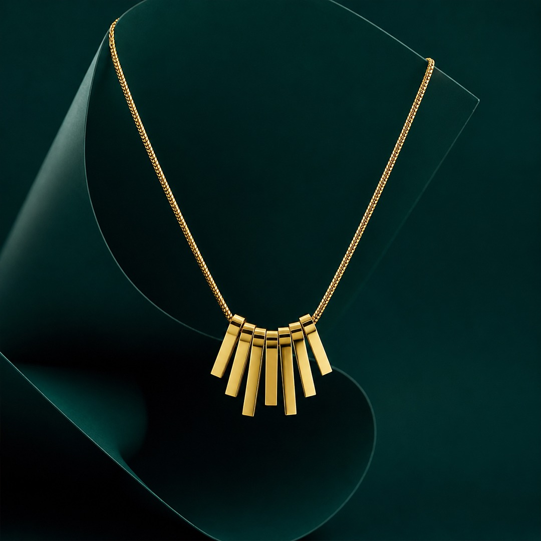 Geometric Vertical Bar Fringe Necklace