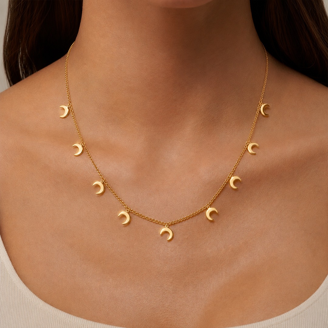 Moon Charm Link Necklace