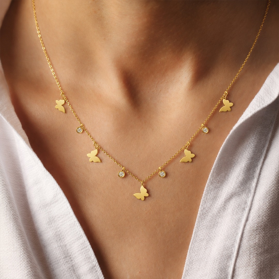 Clover & Crystal Charm Link Necklace