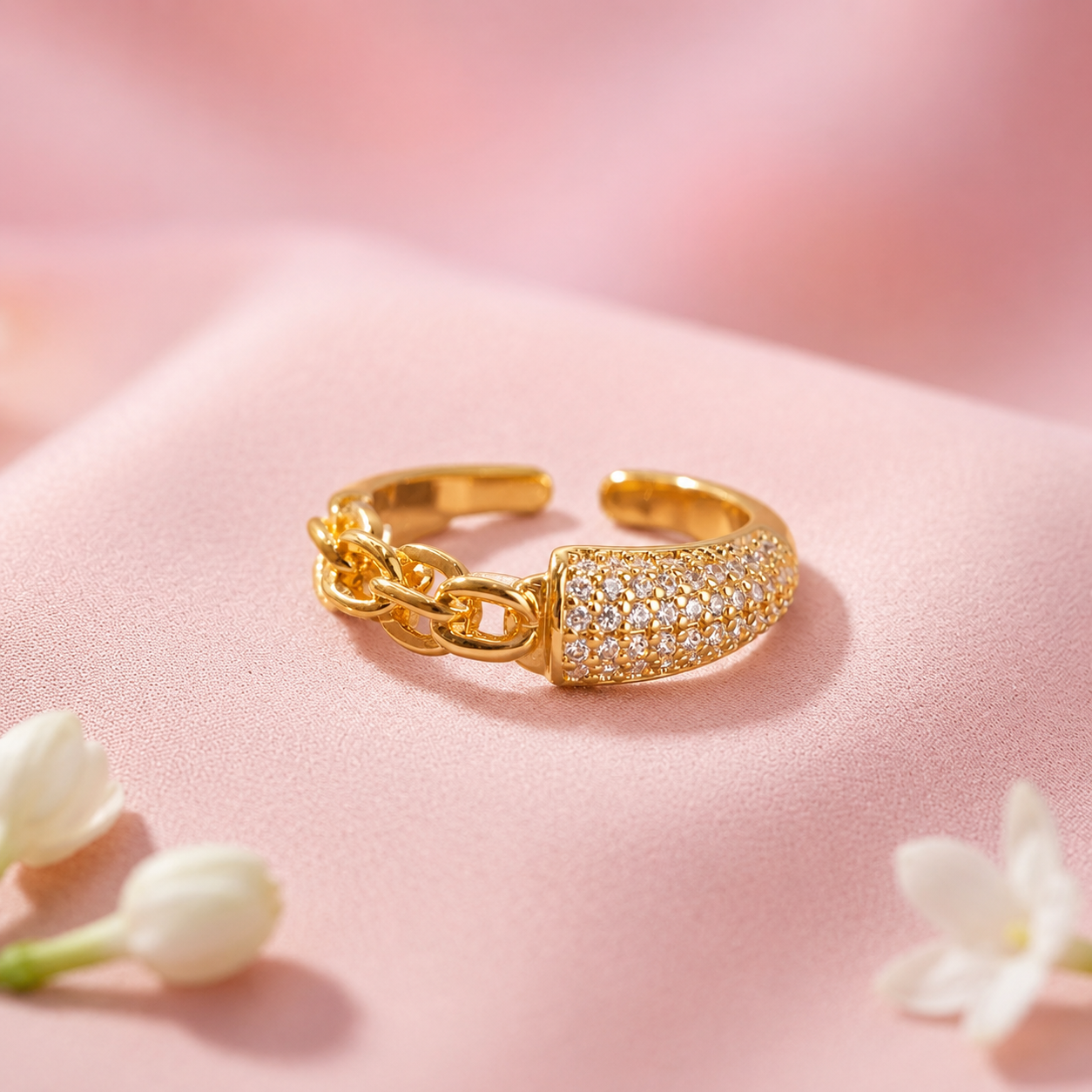 Luxe Pave Link Ring