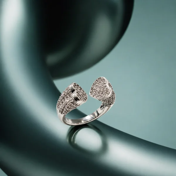 Twin Heart Pave Ring