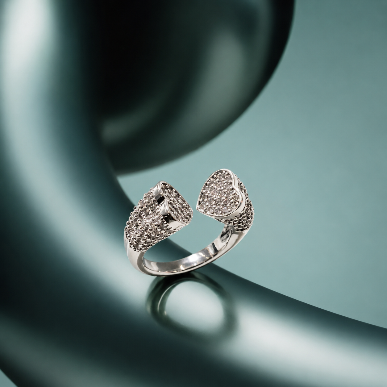 Twin Heart Pave Ring