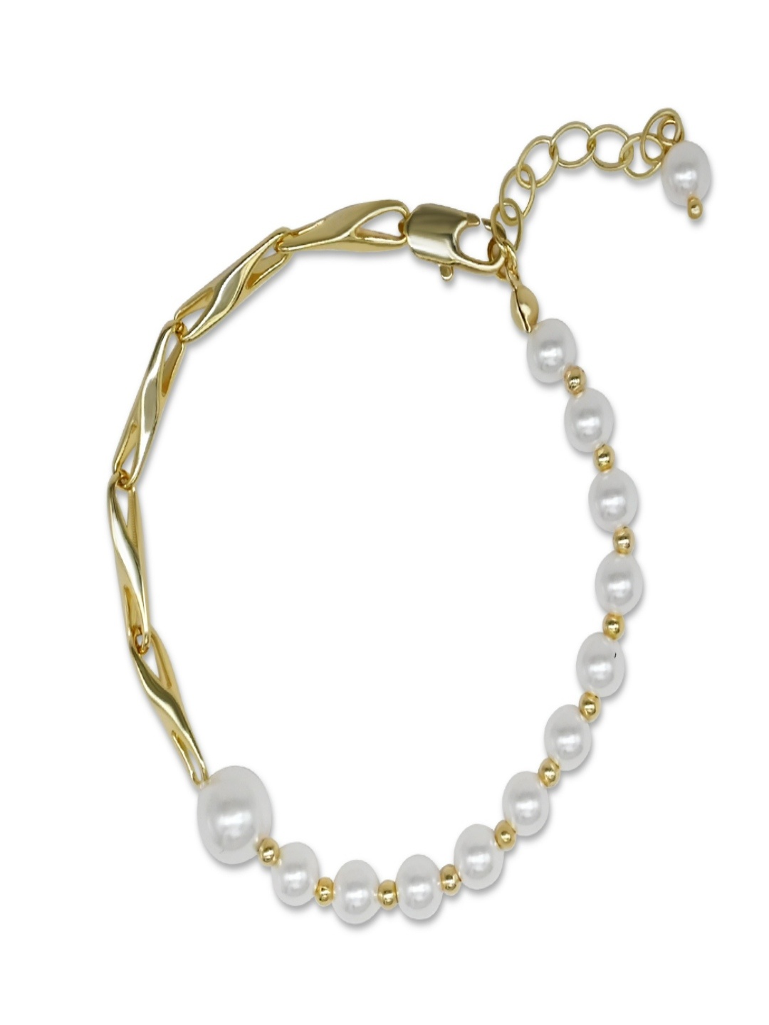 Golden Link and Pearl Bracelet