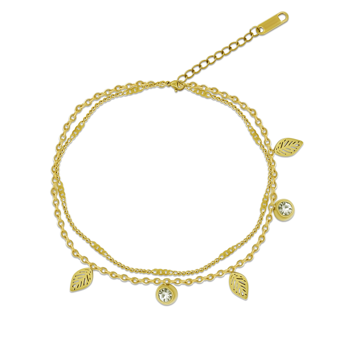 Leaf & Crystal Bracelet