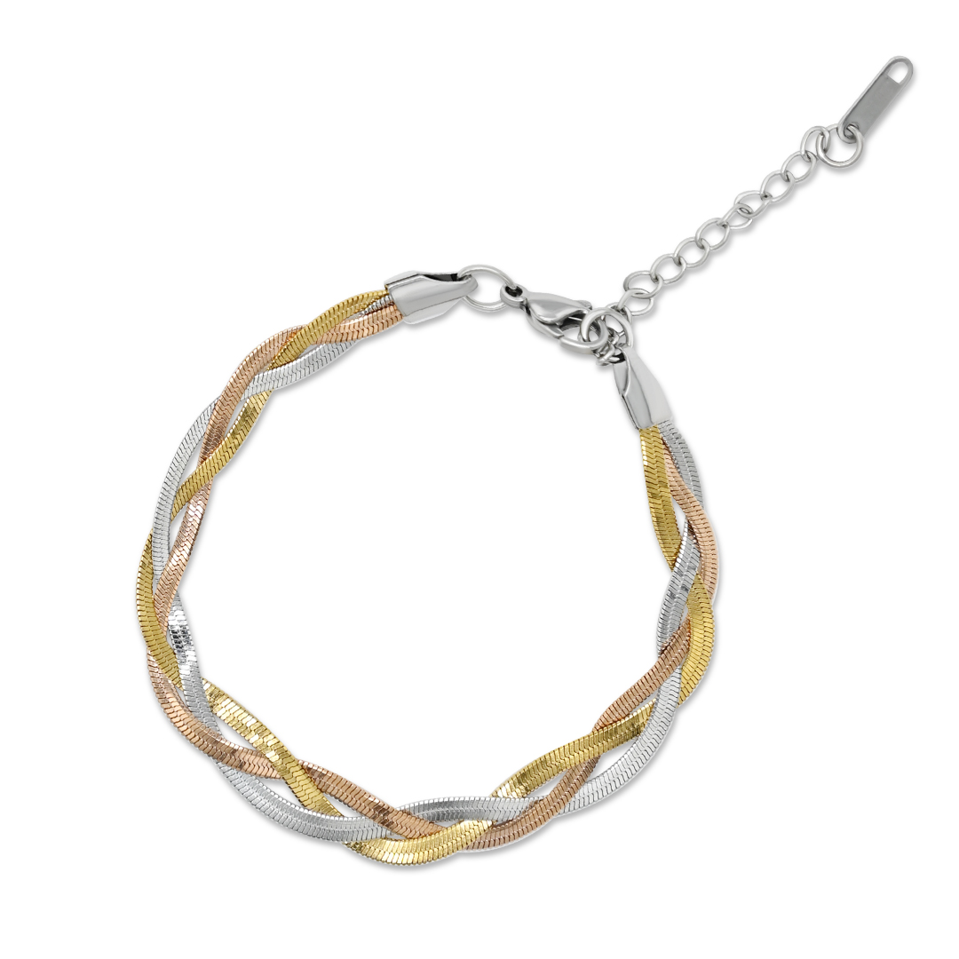 Tricolor Braided Chain Bracelet