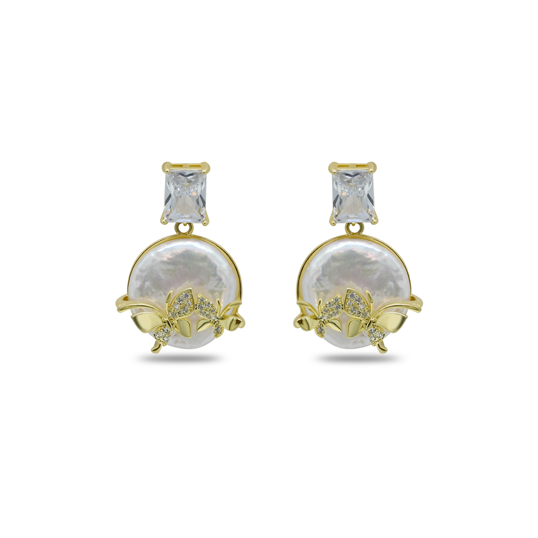 Butterfly Pearl Drop Earrings