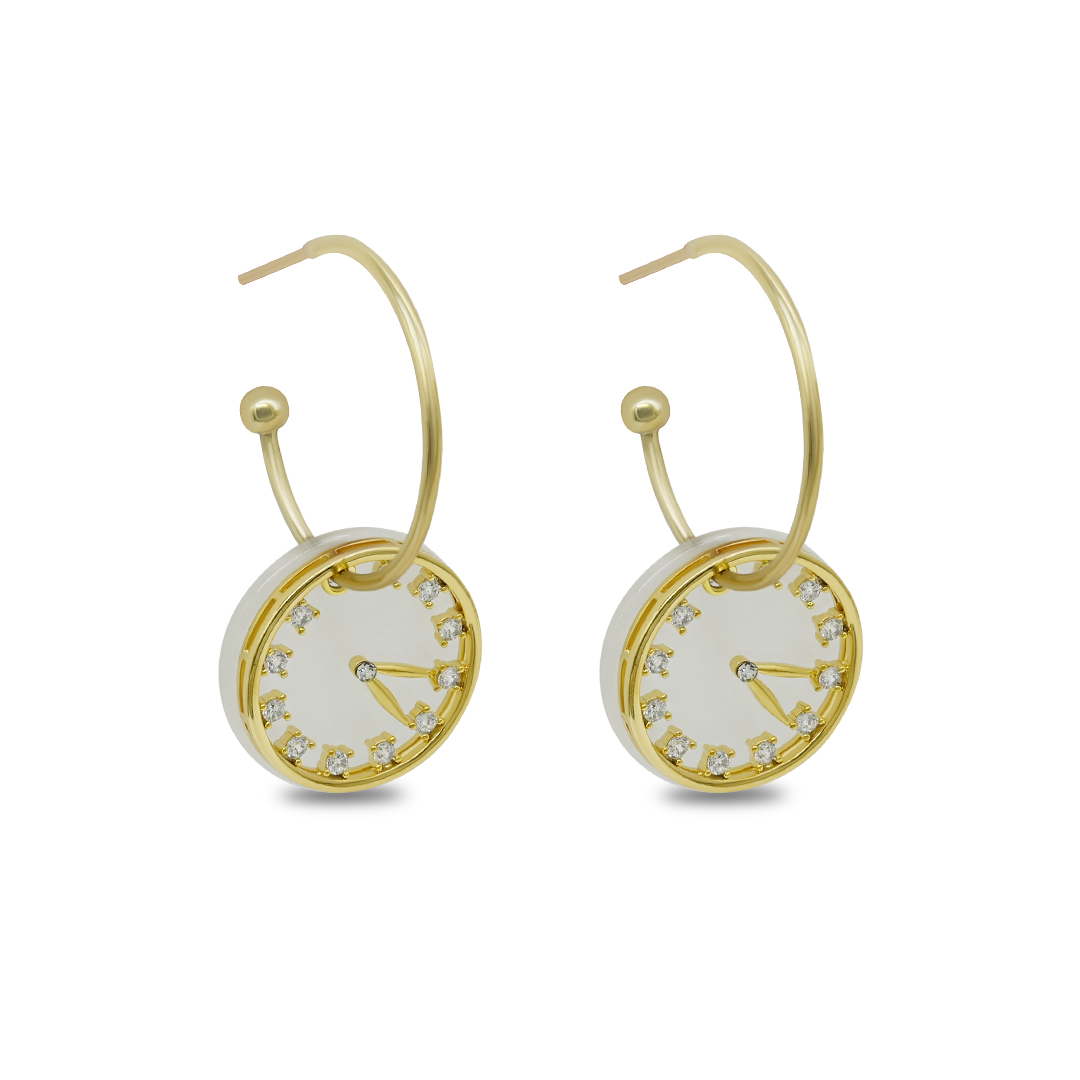 Clock Face Hoop Earrings