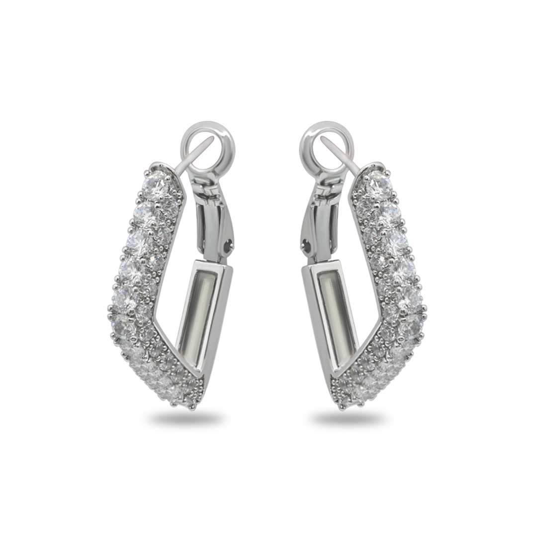 Silver Geometric Crystal Hoop