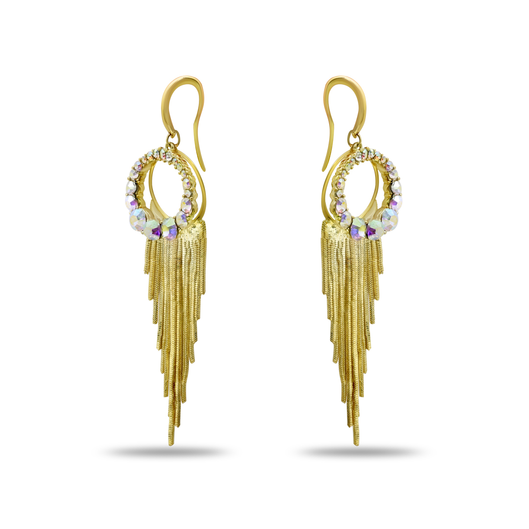 Shimmer Tassel Hoop Earrings