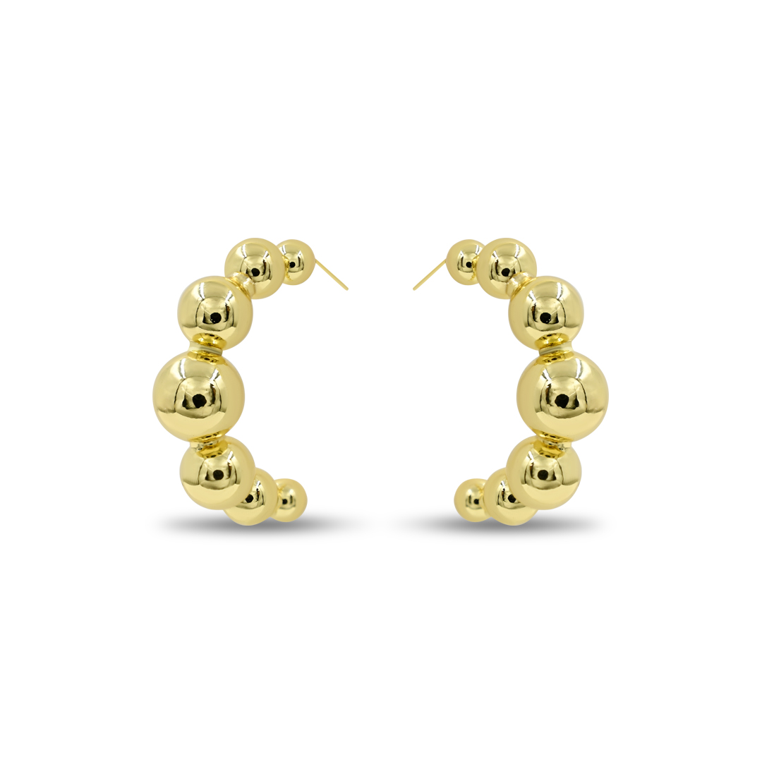 Beaded Graduated C-Hoop Earrings