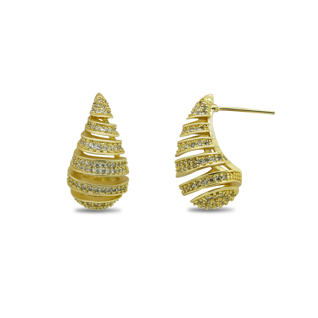 Spiral Teardrop Crystal Earrings