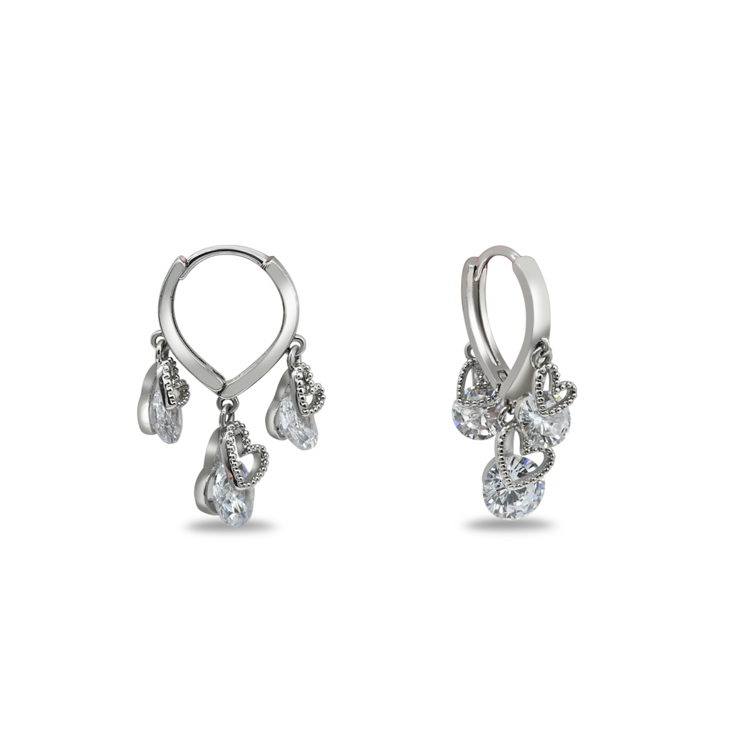 Crystal Heart Dangle Hoop