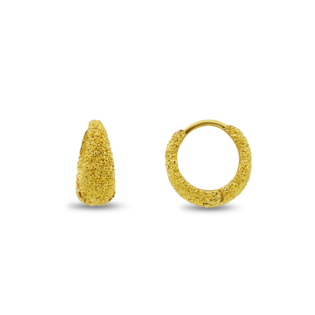 Textured Nugget Huggie Hoop