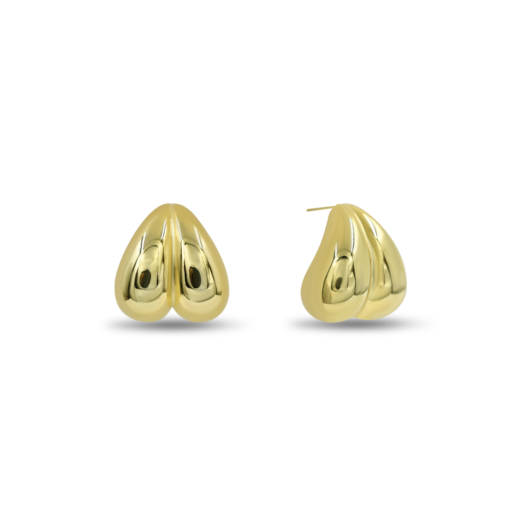 Double Puffed Teardrop Stud