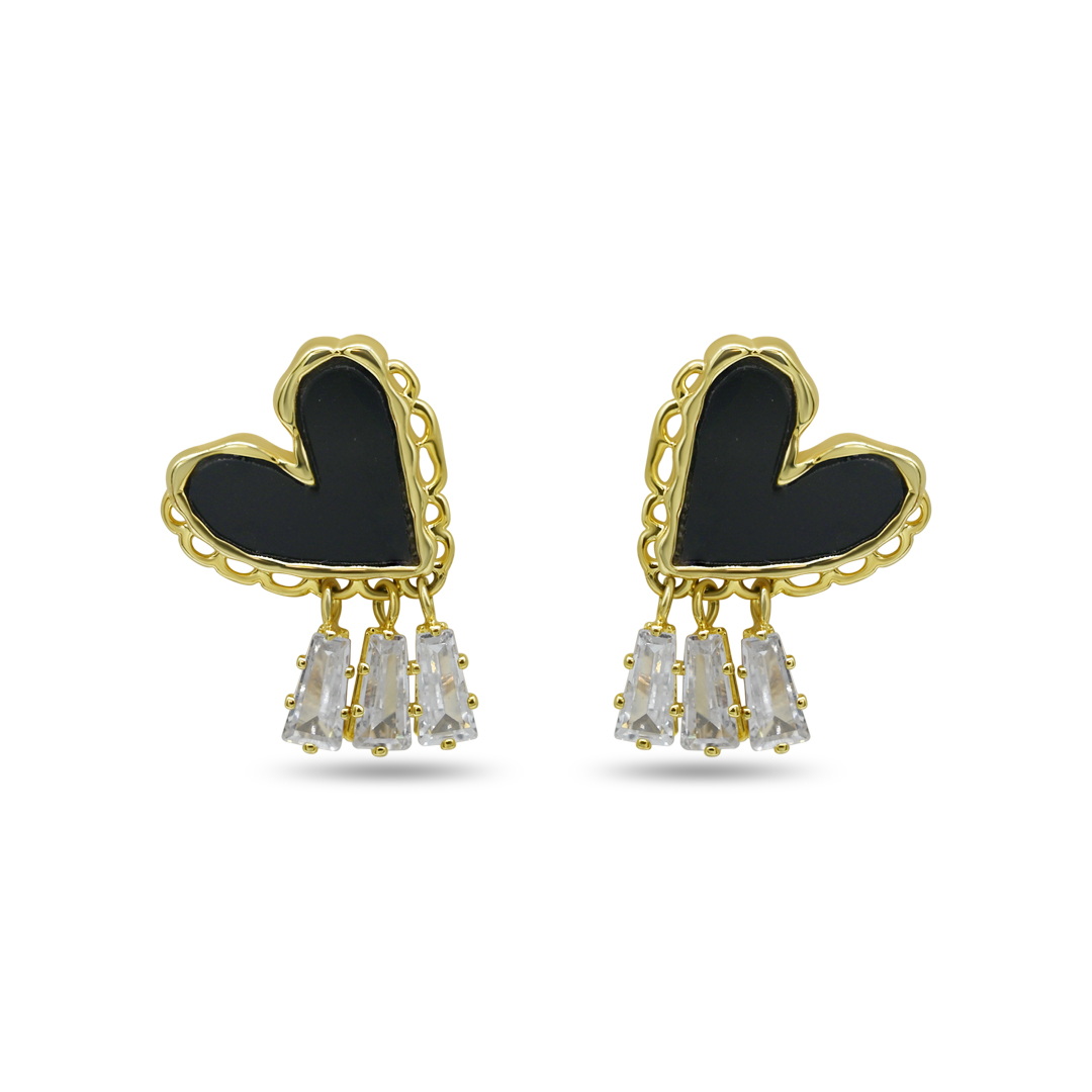 Enamel Heart Crystal Fringe