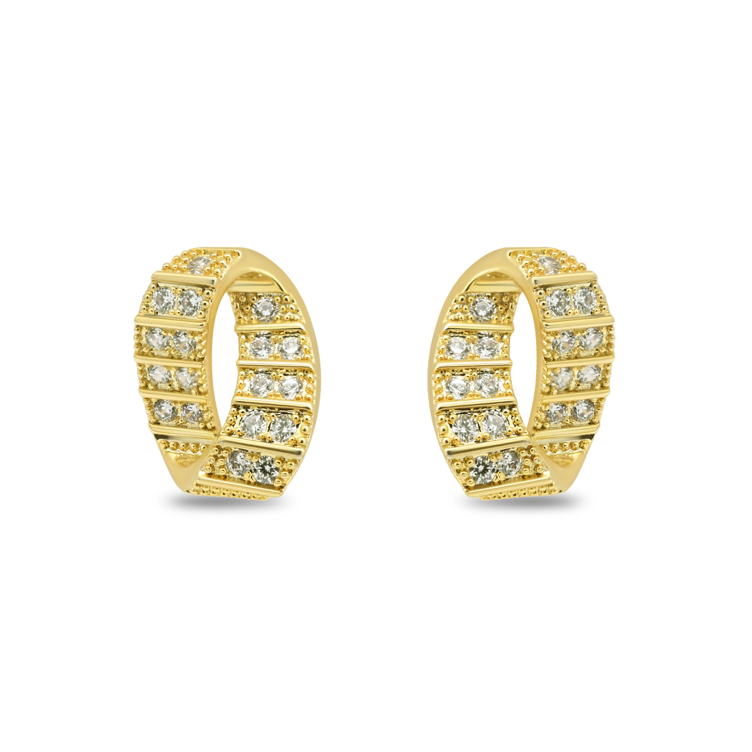Ribbed Crystal Band C-Hoop