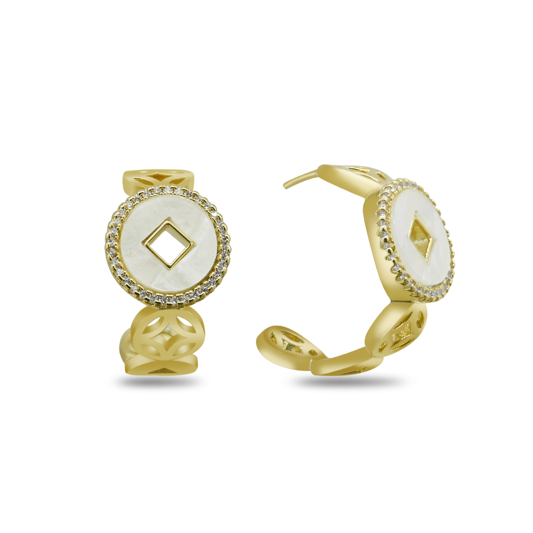 MOP Coin Half-Hoop Earrings