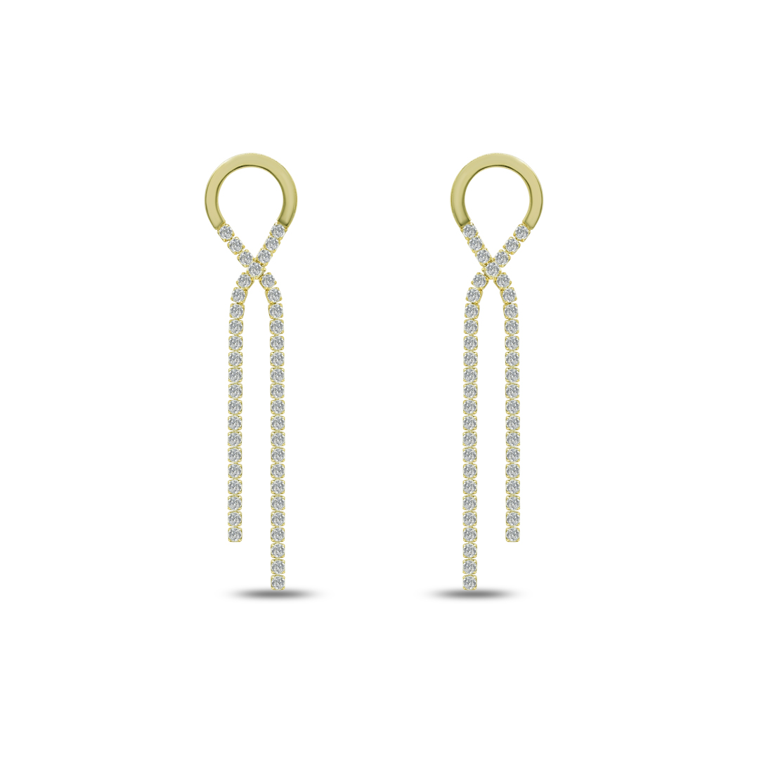 Loop Pave Tassel Earrings