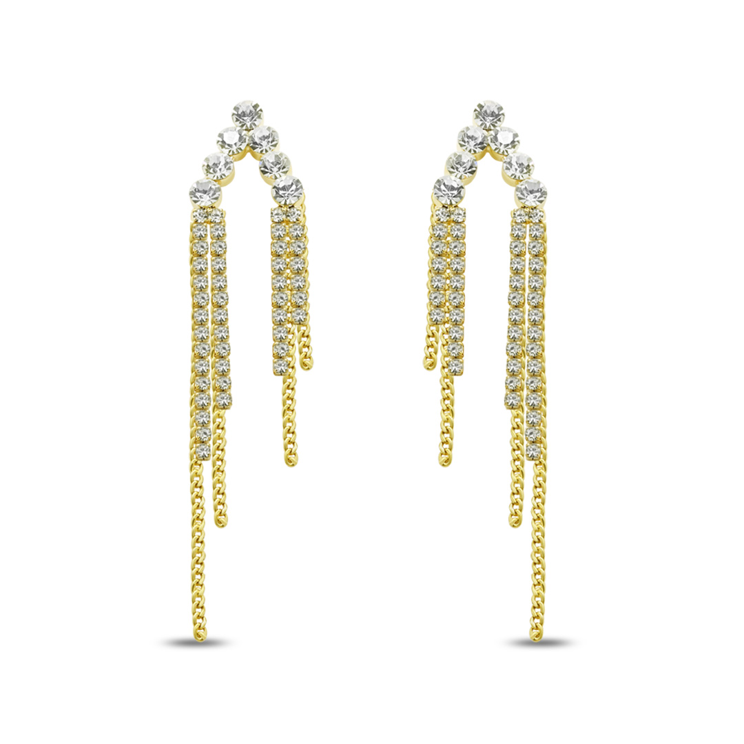 Arched Crystal Chain Earrings