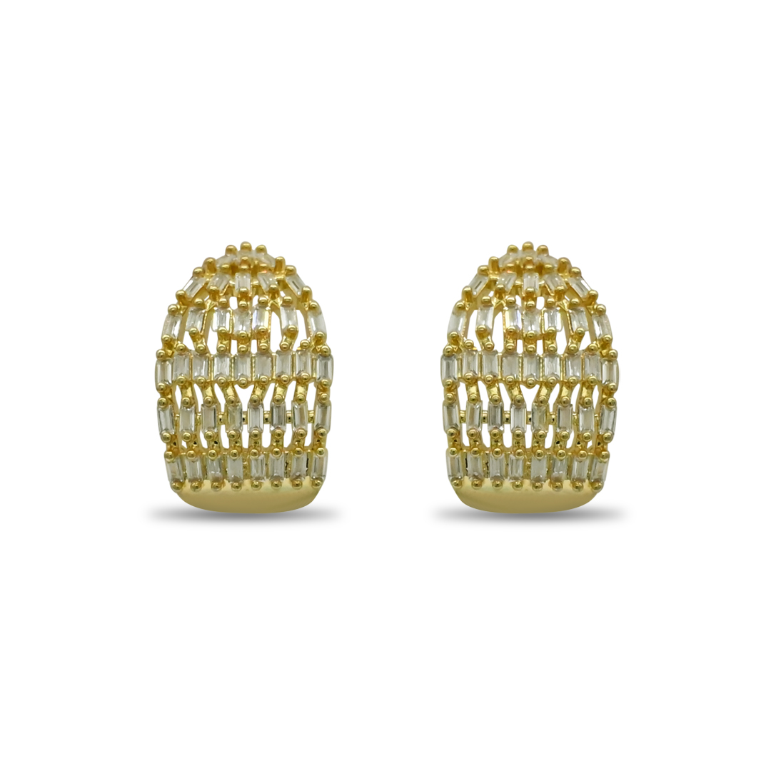 Cage Baguette Crystal Huggie