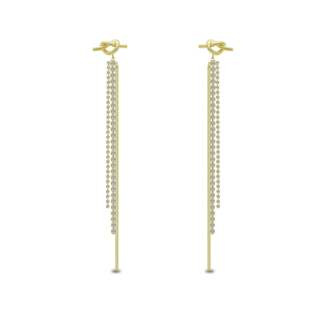 Metallic Knot Fringe Earrings