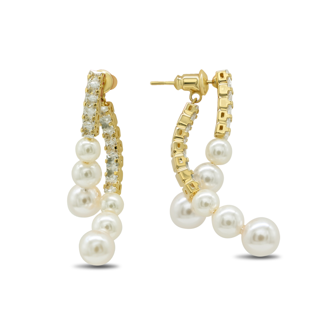 Cascading Crystal Pearl Earrings