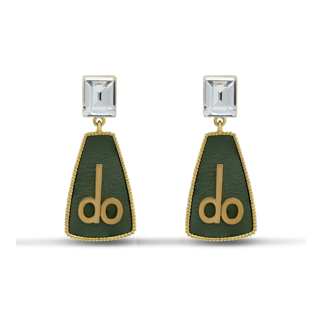 Emerald Leather Monogram Drops