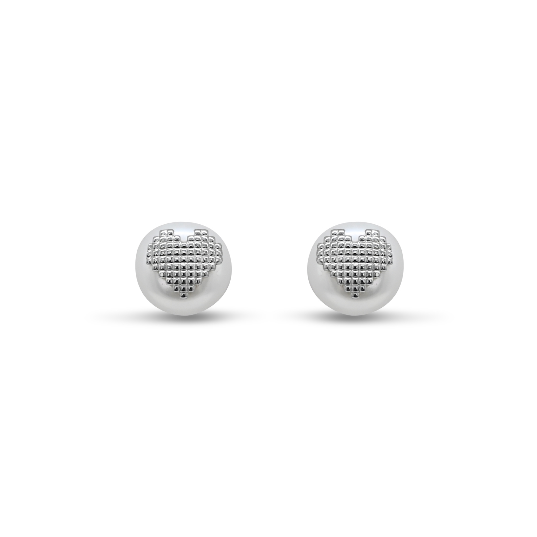 Aura Heart Pearl Studs