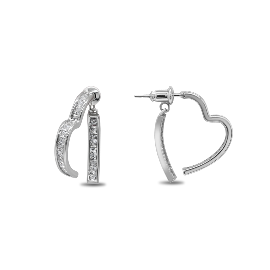 Crystal Heart Hoop Earrings