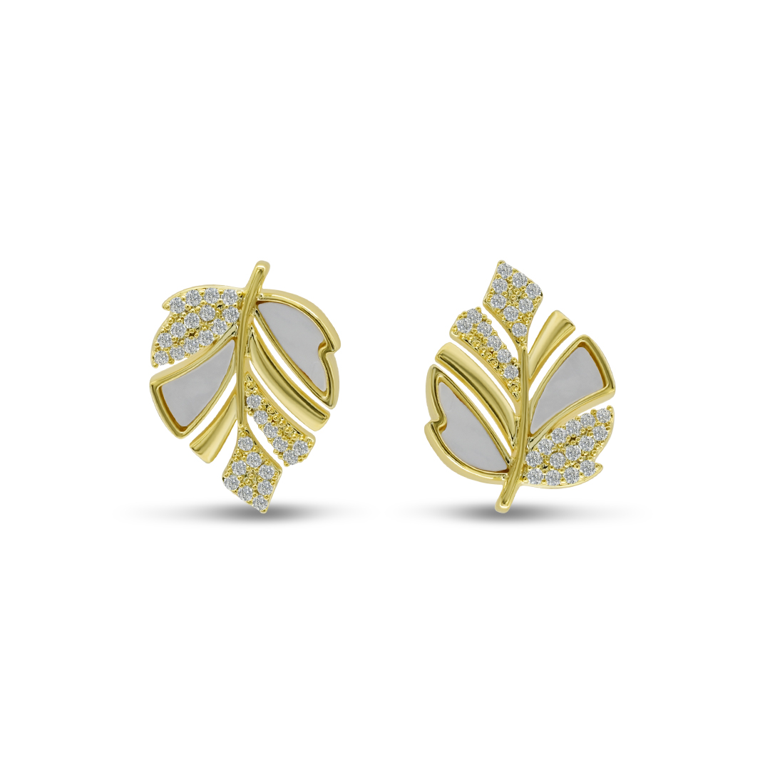 Flora Crystal Leaf Studs