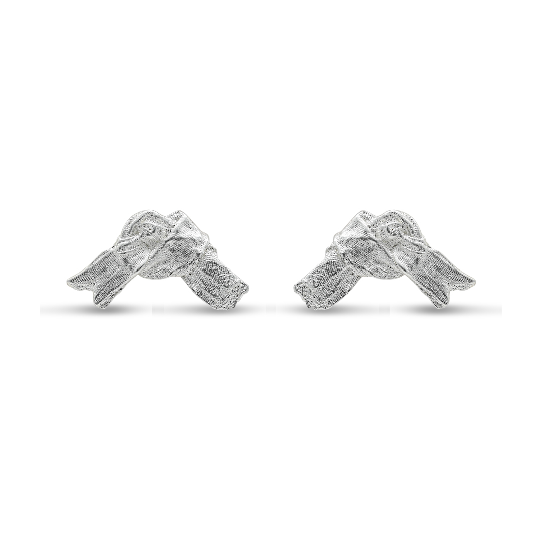 Silver Ribbon Knot Studs
